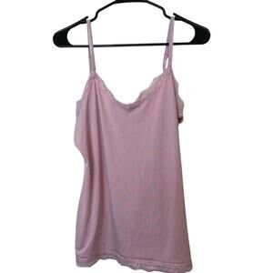 Y2K Fashion Bug V-Neck Lace Cami Size XL Pink Stretch Romantic Coquette
